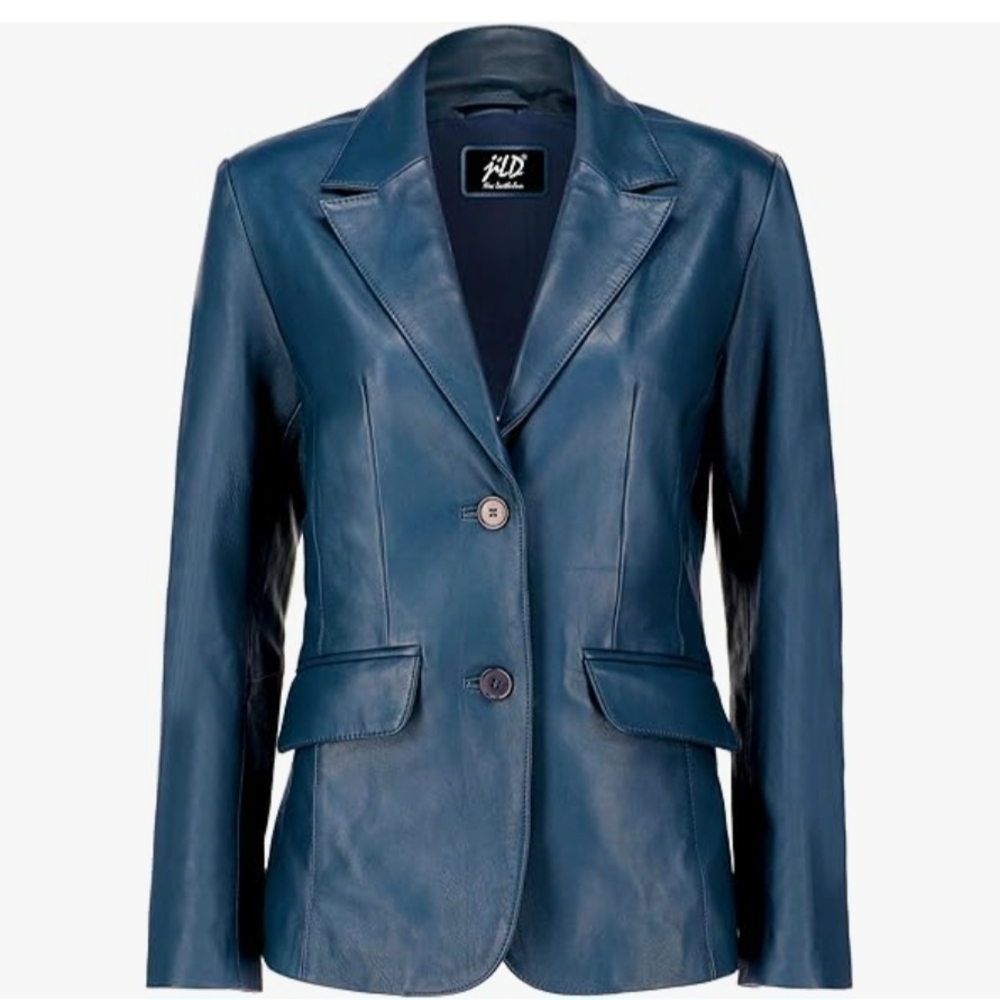 Blue Leather Women's Jacket